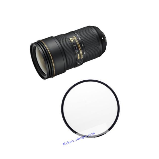 Nikon AF-S FX NIKKOR 24-70mm f/2.8E ED VR Zoom Lens with Auto Focus for Nikon DSLR Cameras w/ B+W 82mm Clear UV Haze with Multi-Resistant Coating